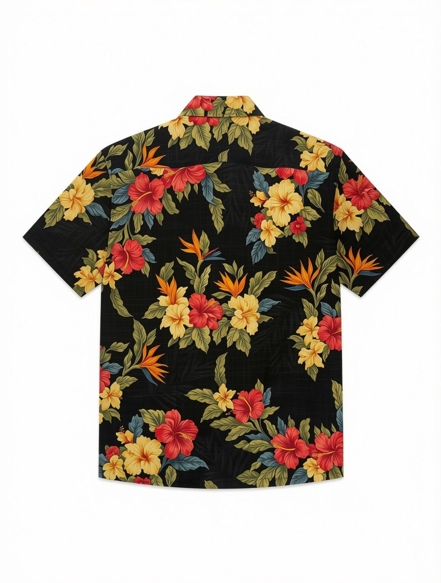 ALOHA SHIRT BLACK HIBISCUS – Good Living Hawaii Co