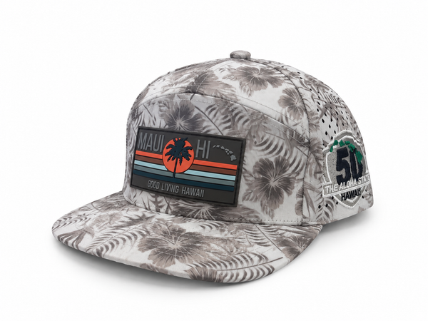 7 PANEL MAUI/HI QUICK DRY HYDRO CAP 50th STATE WHITE