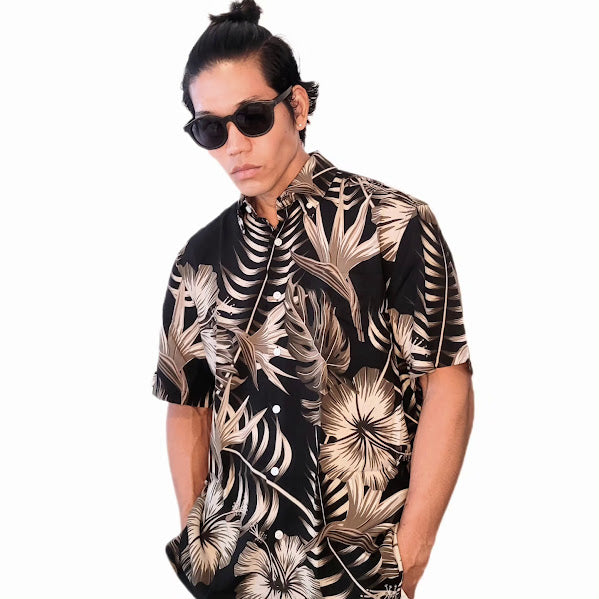 Aloha Shirt (Black Floral)
