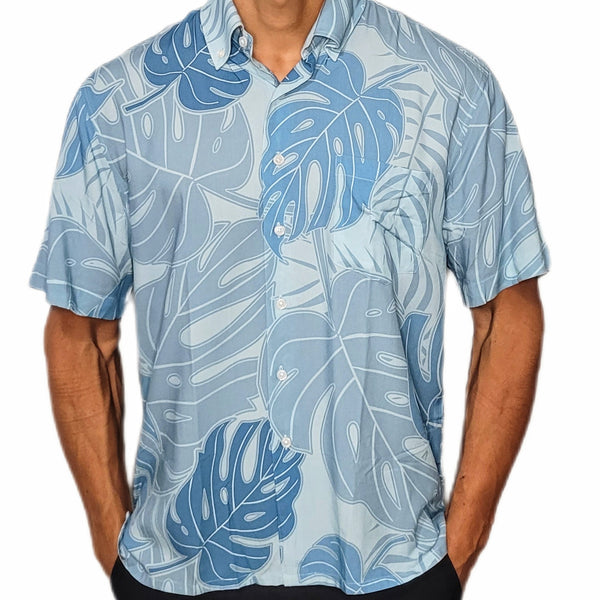 Aloha Shirt (Blue Monstera)