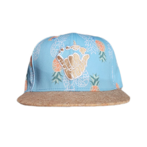 MAUI SHAKA X PINEAPPLE CORK WOOD FLATBILL SNAPBACK CAP