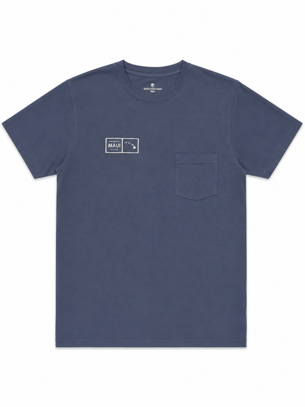 MAUI GARMENT DYED POCKET TEE BLUE