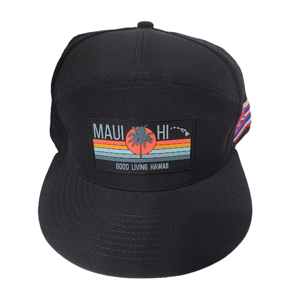 7 PANEL MAUI/HI QUICK DRY HYDRO CAP HAWAII FLAG BLACK