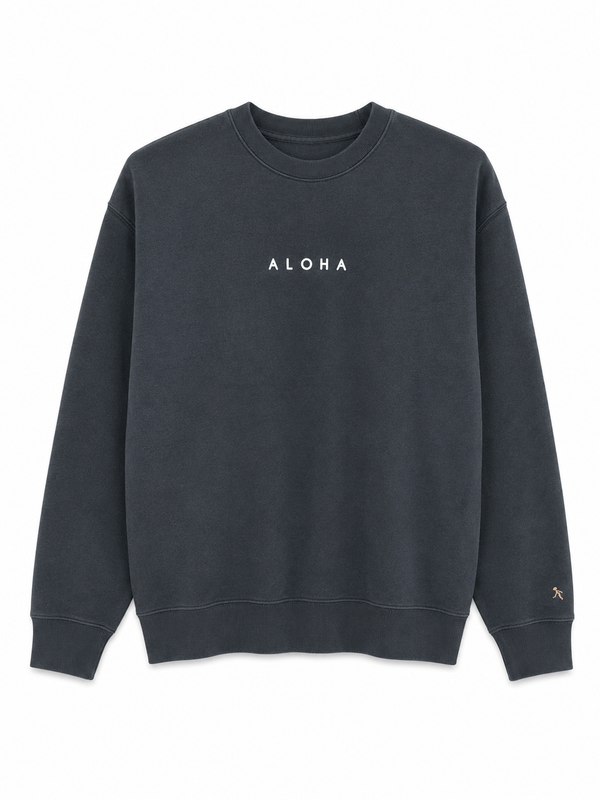 ALOHA WASHED BLACK SWEATER (UNISEX)
