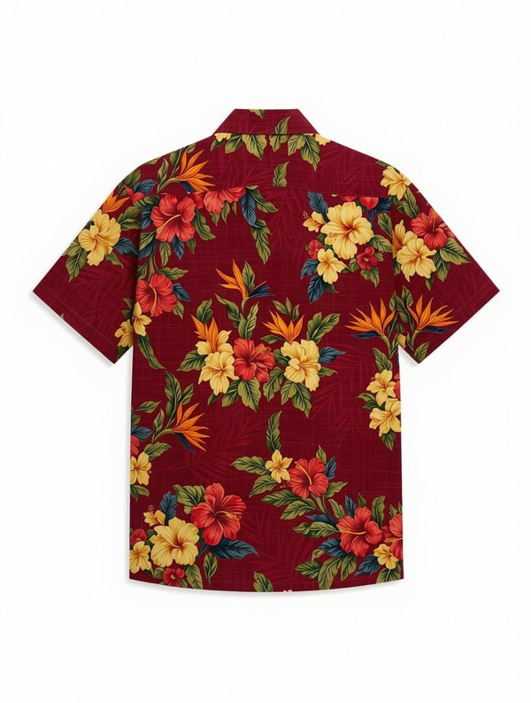 ALOHA SHIRT / RED HIBISCUS