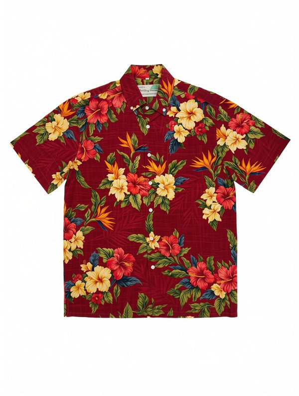 ALOHA SHIRT / RED HIBISCUS