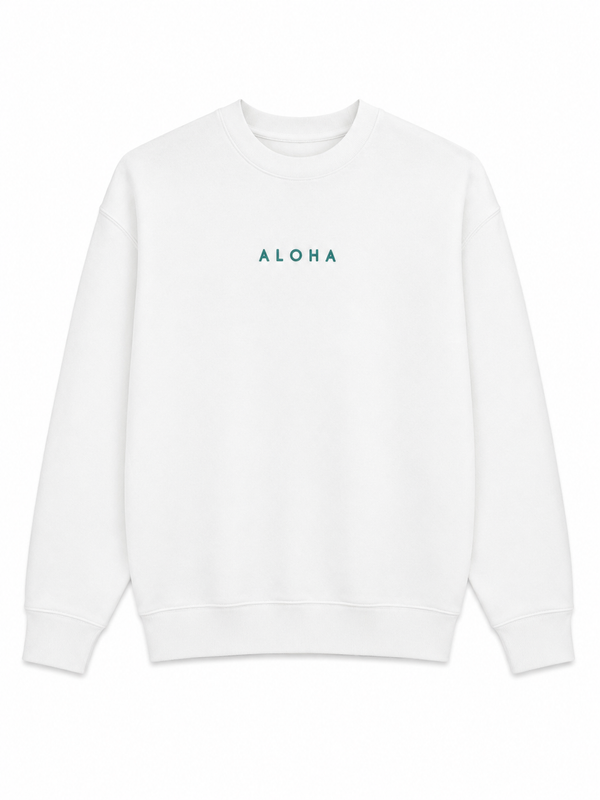 ALOHA WHITE SWEATER (UNISEX)
