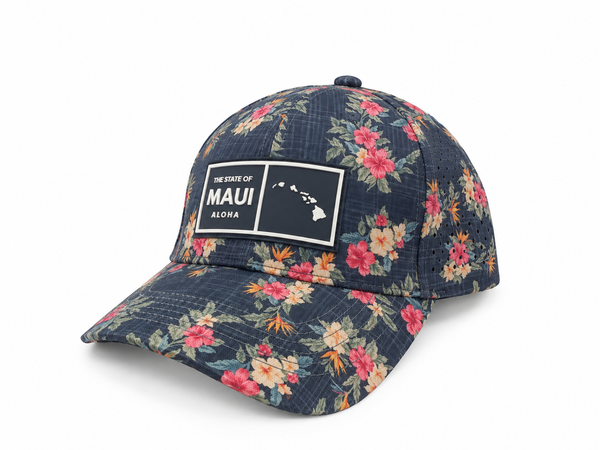 State of Maui Aloha Floral Quick-Dry Cap – Navy