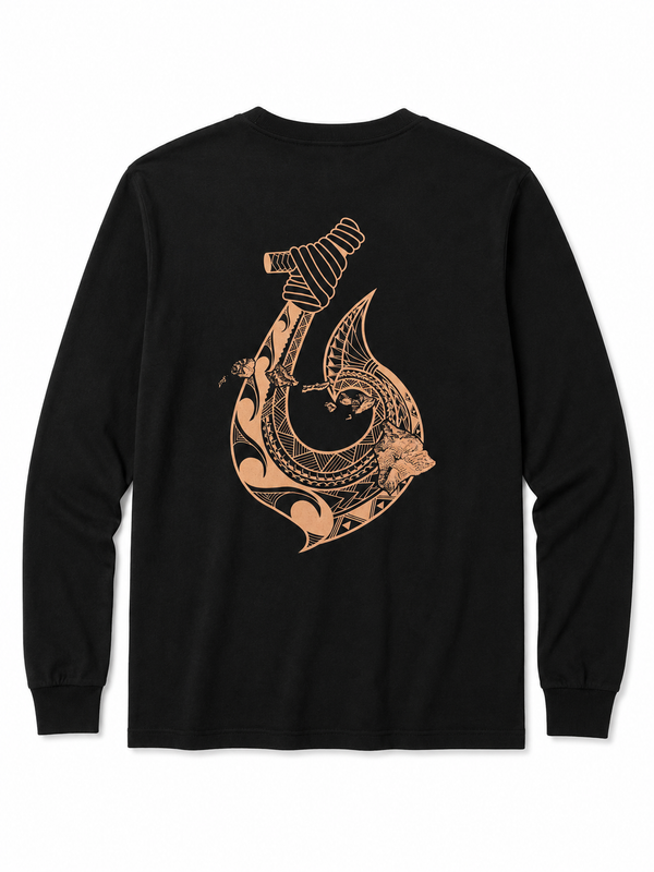 TURTLE X MAUI HOOK LONG SLEEVE SHIRT BLACK