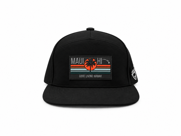 Maui HI Retro Sunset Quick-Dry Cap – Black