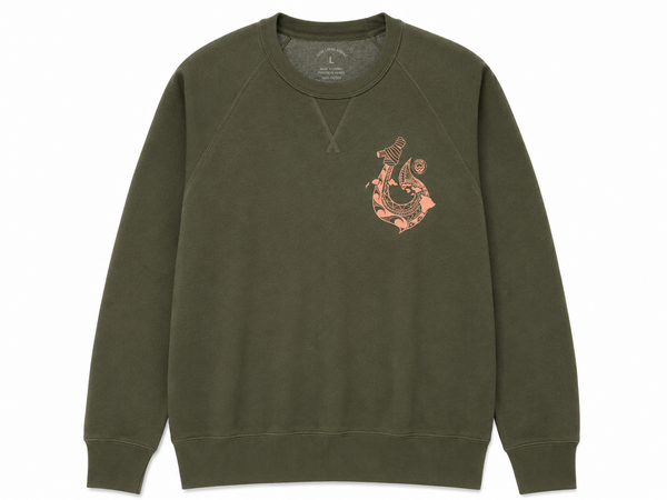 TURTLE X HOOK FRENCH TERRY SWEATER (UNISEX) MILITARY GREEN