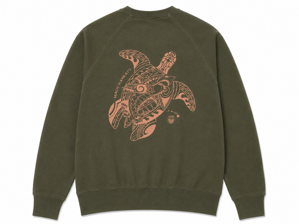 TURTLE X HOOK FRENCH TERRY SWEATER (UNISEX) MILITARY GREEN