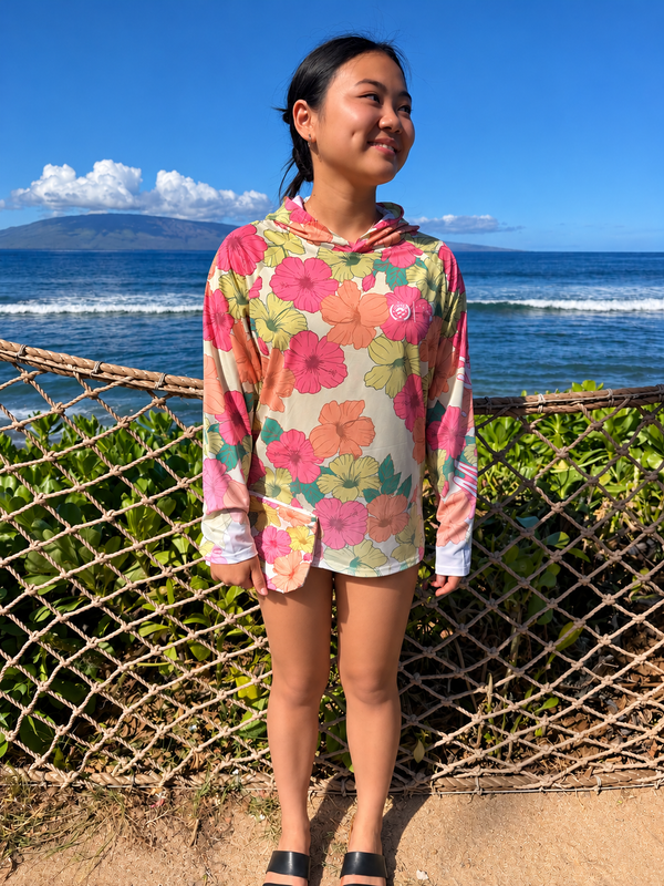 GoodLiving Hawaii Unisex Tropical Hibiscus Sun Protection Hoodie