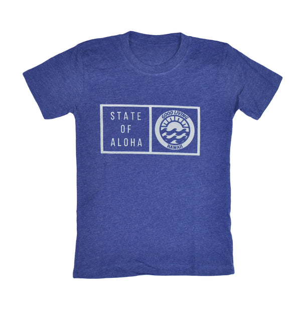 STATE OF ALOHA SLEEVE SHIRT HEATHER BLUE (YOUTH)